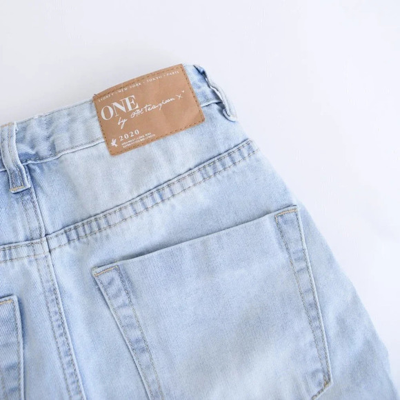 One Teaspoon Light Wash Distressed High Waist Long Rise Fitted Mini Denim 24 - Picture 12 of 12